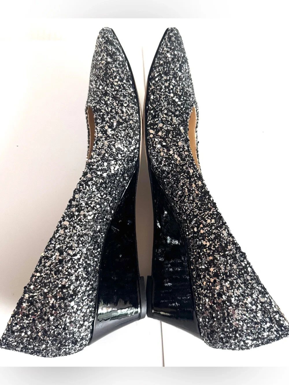Viajiyu Italy Womens Silver Glitter Pointed-Toe Wedge heels EU 39/ US 8.5-9